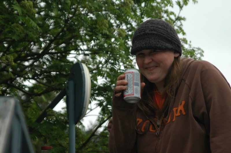Kelly cheers in Skagway Alaska